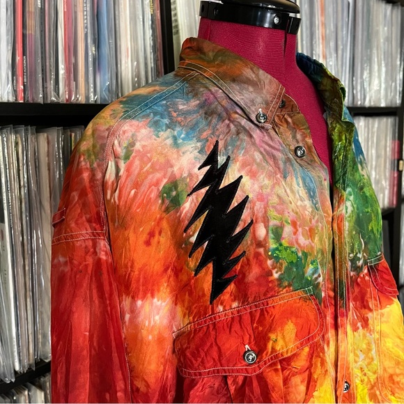 Ice dyed silk black velvet syf bolt stealie grateful company dead sphere ♻️🌈⚡️ - Picture 2 of 15